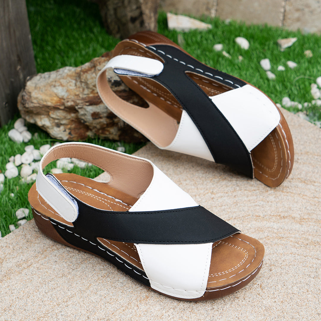 Damen  orthopädische Keilsandalen mit Memory-Foam und verstellbarem Fersenriemen EB