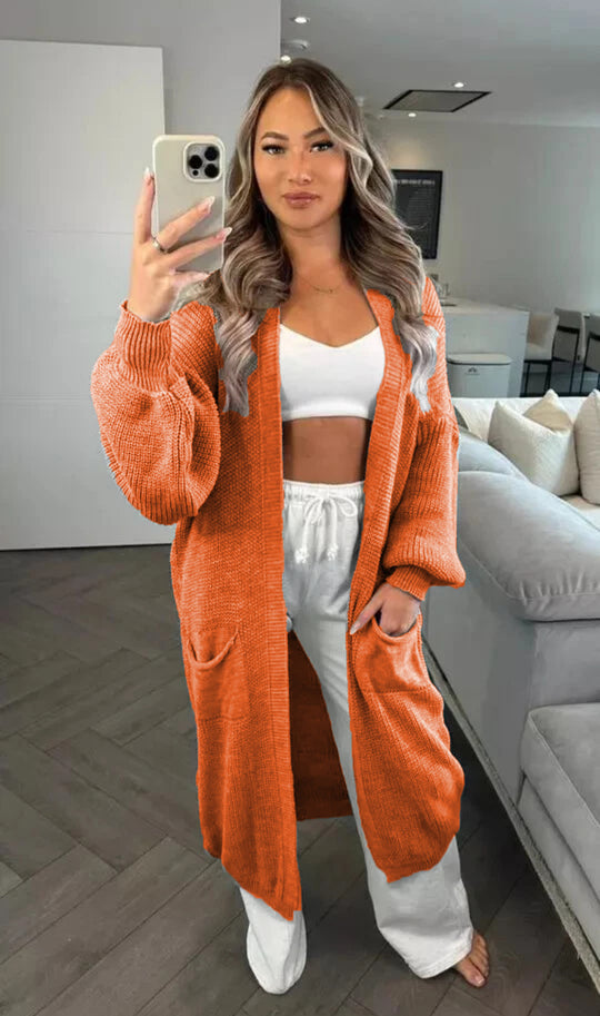 Damen Großer Strickcardigan mit offenem Schnitt und praktischen Taschen EB