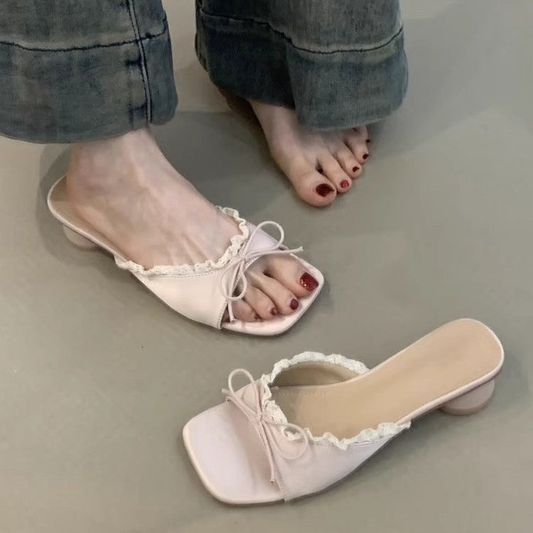 Damen elegante Sling-Sandalen mit modischem Rüschendetail EB