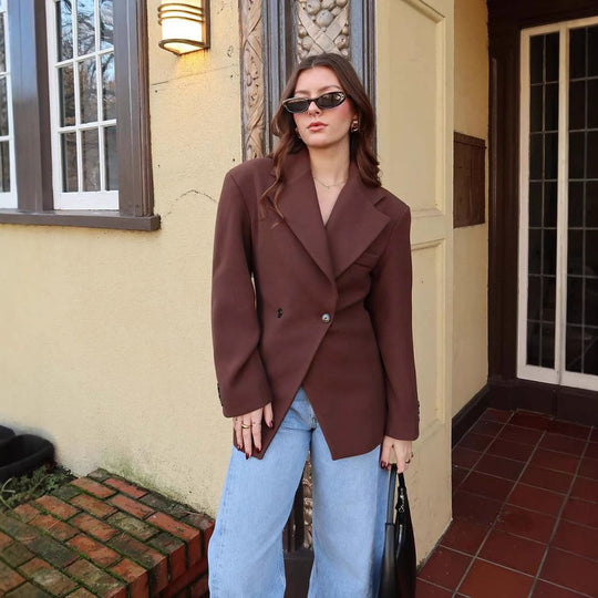Damen elegante Blazerjacke mit doppelt geknöpften Details EB