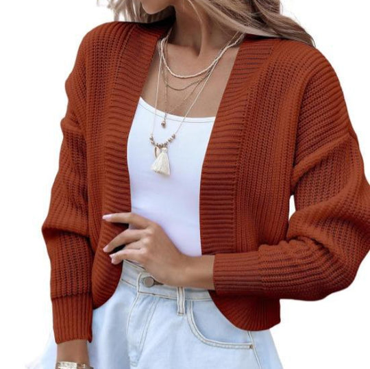 Damen lässiger Strickpullover mit überschnittenen Schultern und weitem Schnitt EB