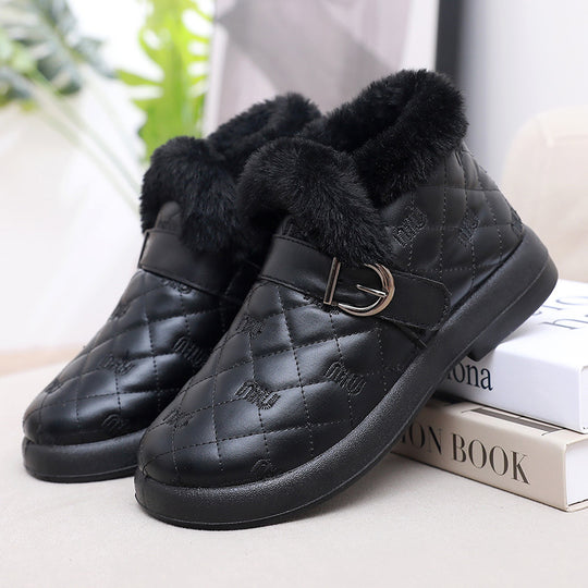 Damen Warme Fleecegefütterte Stiefeletten mit dekorativem Schnallenverschluss EB