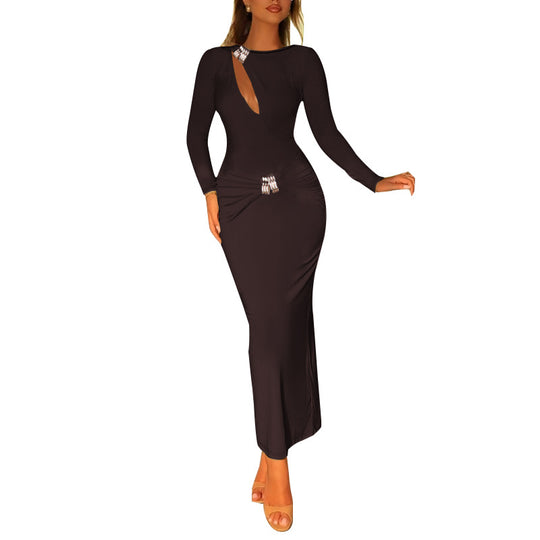 Damen Elegantes Maxikleid mit elegantem Wickeldesign und funkelnden Applikationen EB