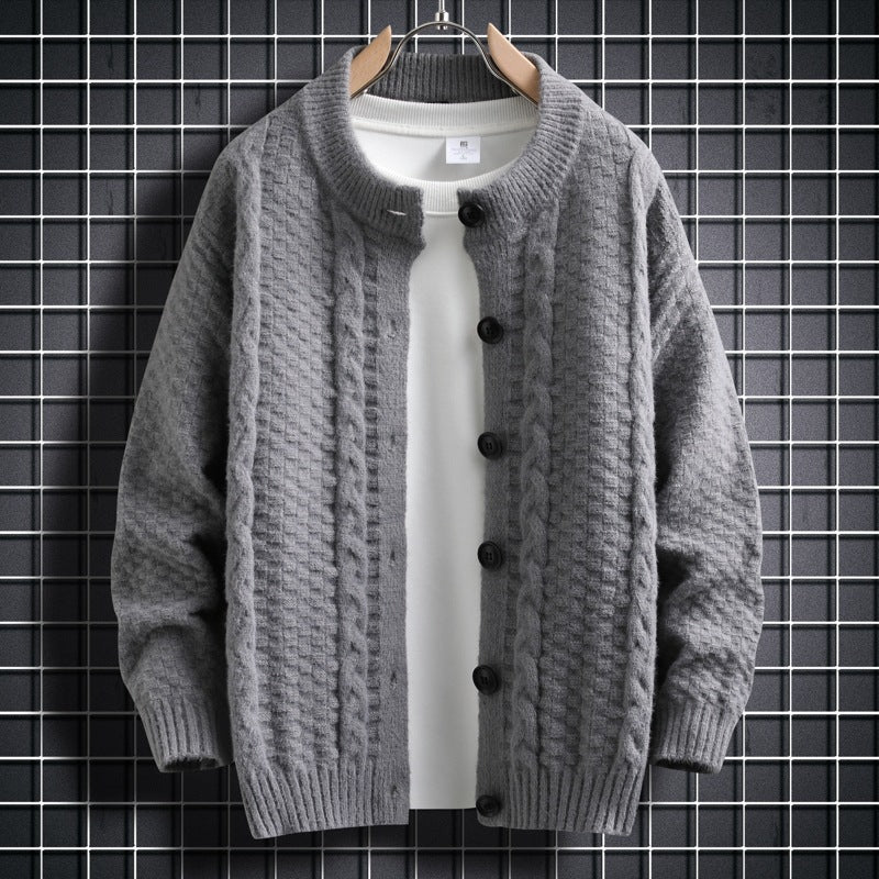 Damen Strickjacke mit strukturiertem Zopfmuster und durchgehenden Knöpfen EB