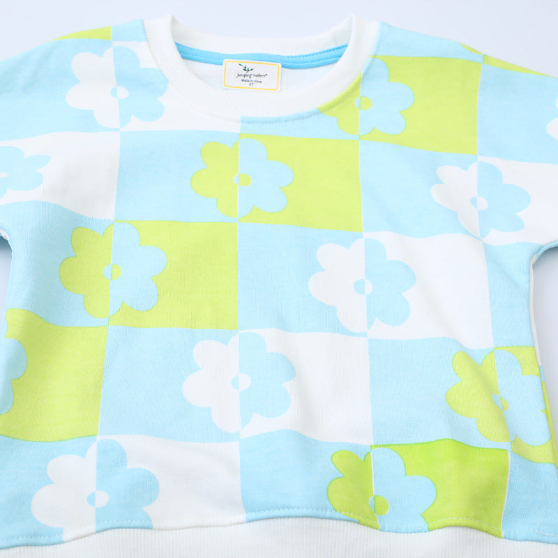 Mädchen Sweatshirt mit buntem Blumenmuster EB