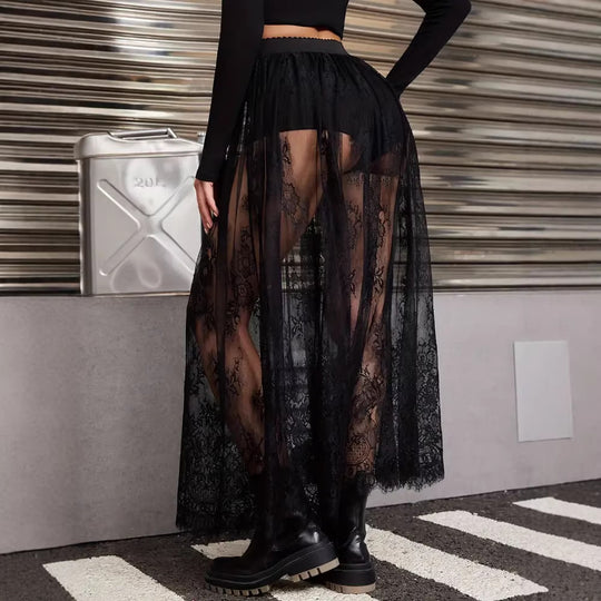 Damen Elegante Spitzen-Maxiröcke mit hohem Bund EB
