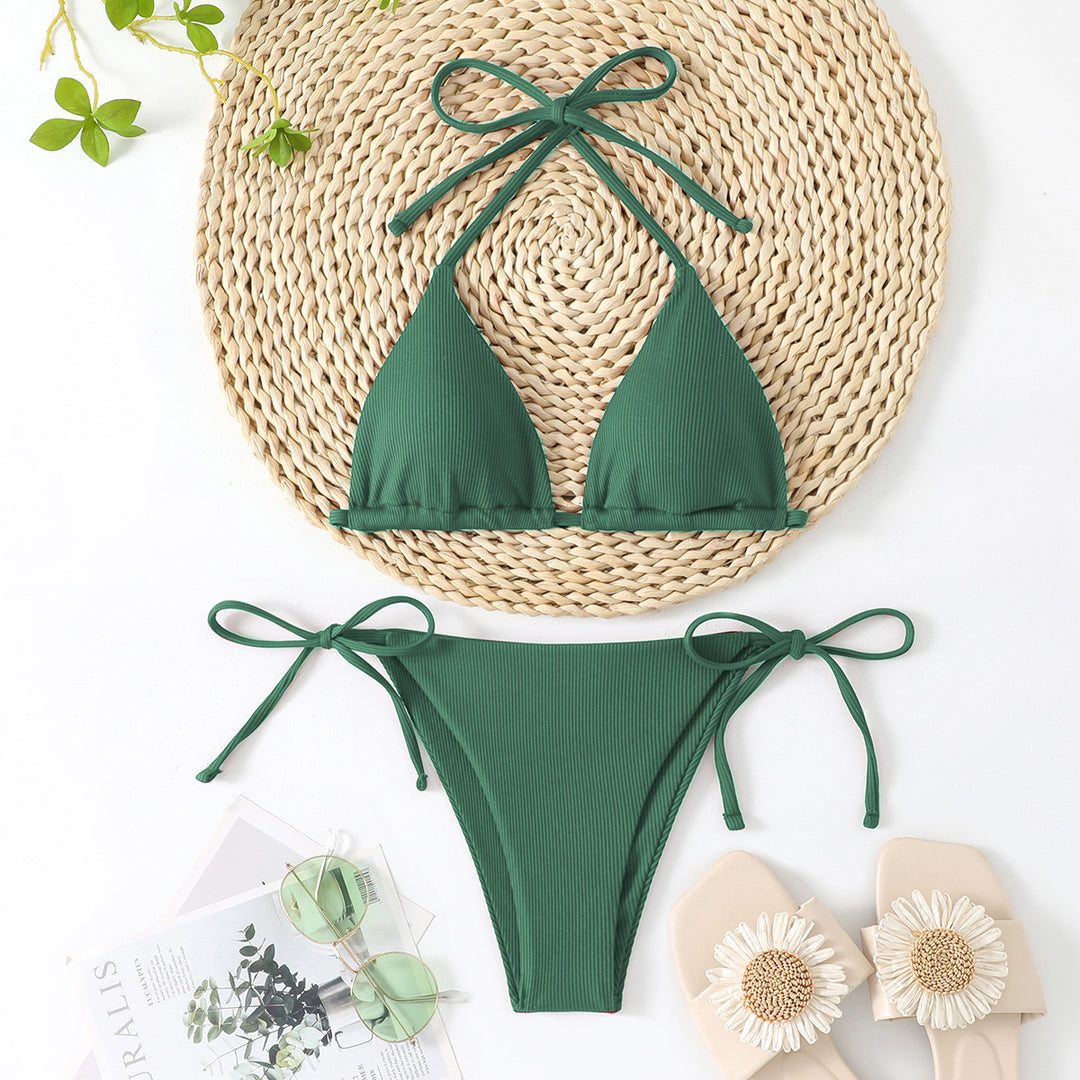 Damen Triangel-Bikini mit verstellbaren Schleifen EB