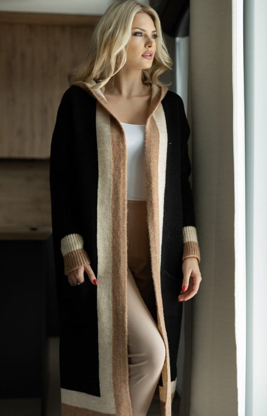 EB | Strickjacke - Oversized Fit - Wolle - Lange Ärmel - Breiter Kragen - Taschen
