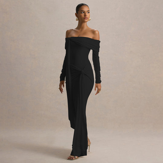 Damen Elegantes Off-Shoulder Abendkleid mit drapierter Silhouette EB