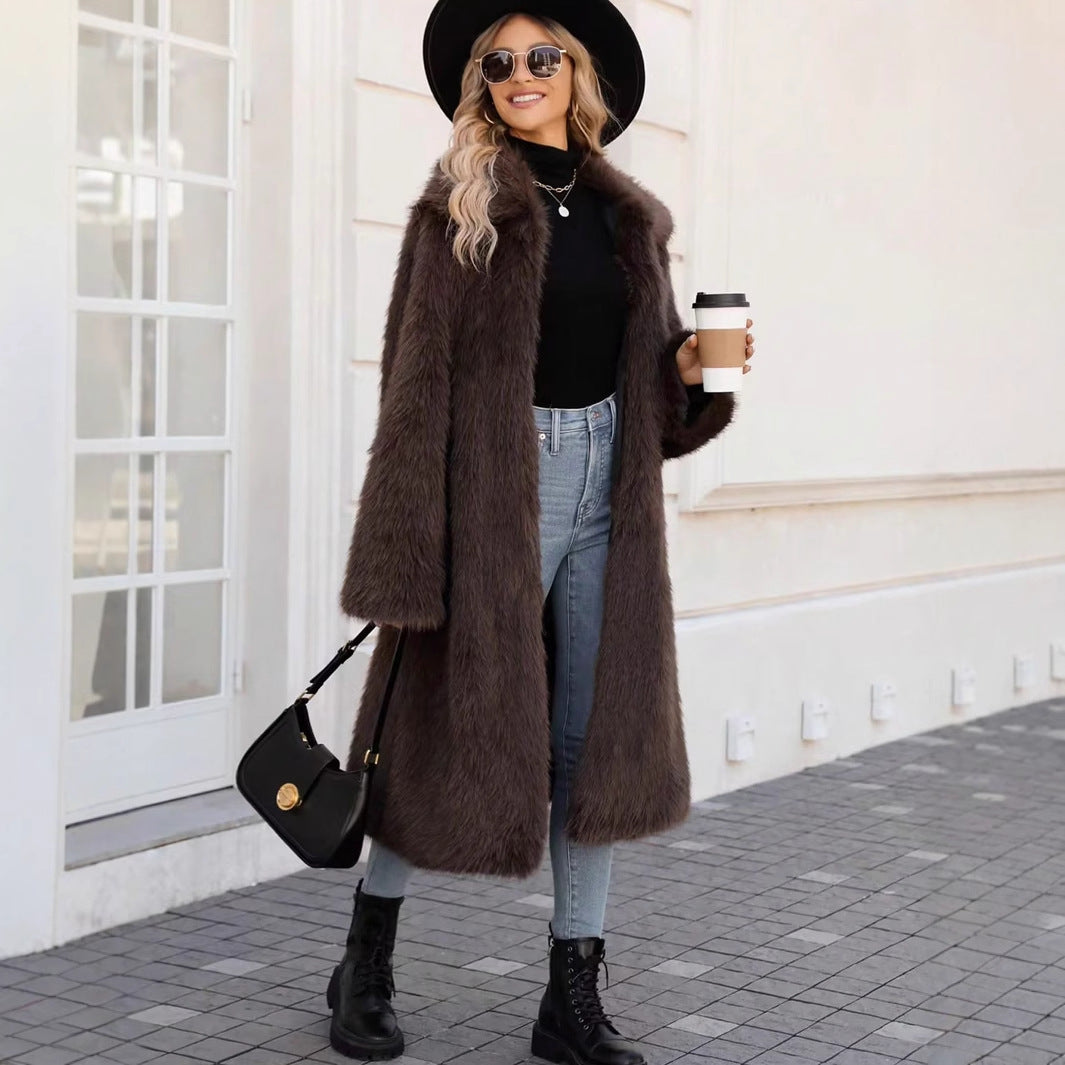 Damen Flauschiger Oversized-Mantel mit modernem Schnitt EB
