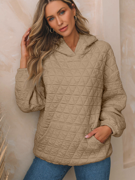 Damen Kapuzenpullover mit strukturiertem Steppmuster und praktischen Taschen EB
