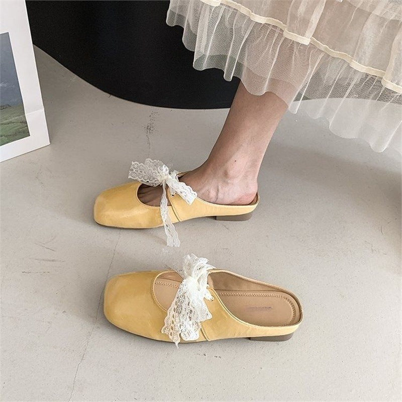 Damen elegante Mules mit dekorativer Schleifenverzierung EB