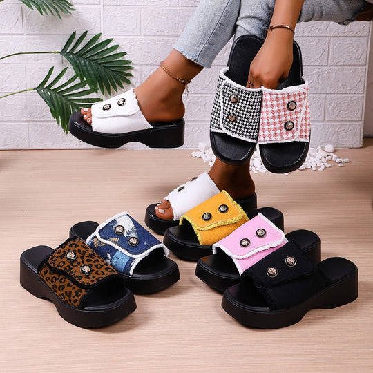 Damen Modische Clogs mit Kunstfellbesatz und dicker Sohle EB
