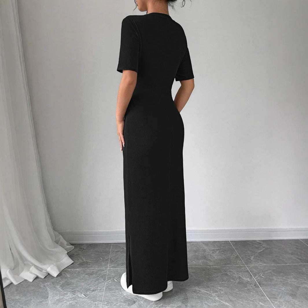 Damen Maxikleid aus weichem Baumwollmix mit Seitenschlitz EB