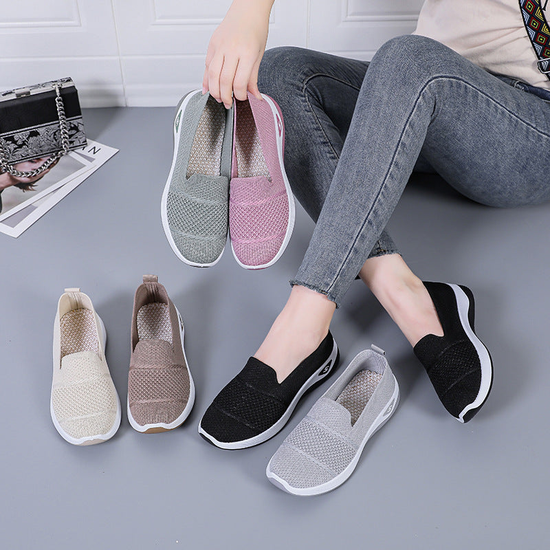 Damen nan gestrickter Slip-On Komfortsneaker mit sockenähnlicher Passform, atmungsaktivem Strickoberteil und stoßdämpfender EVA-Zwischensohle EB