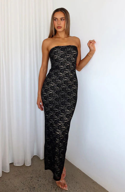 Damen Spitzenkleid im ärmellosen Design EB