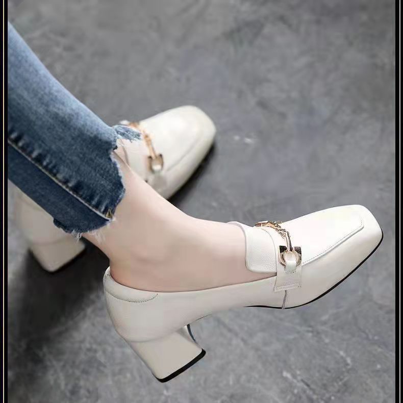 Damen moderne Sling-Pumps mit schickem Quadratverschluss und komfortablem Blockabsatz EB