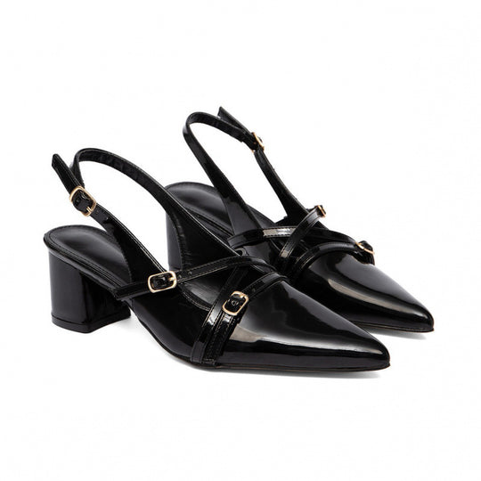 Damen Slingback-Pumps mit spitzem Absatz und elegantem Riemendesign EB