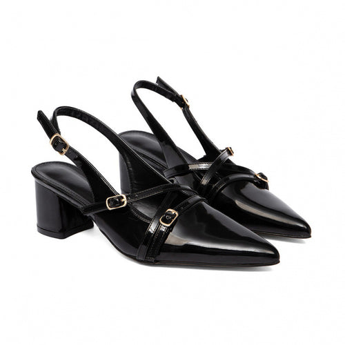 Damen Slingback-Pumps mit spitzem Absatz und elegantem Riemendesign EB