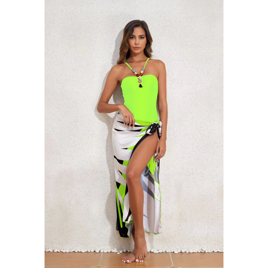 Damen Bandeau-Badeanzug mit asymmetrischem Rock EB