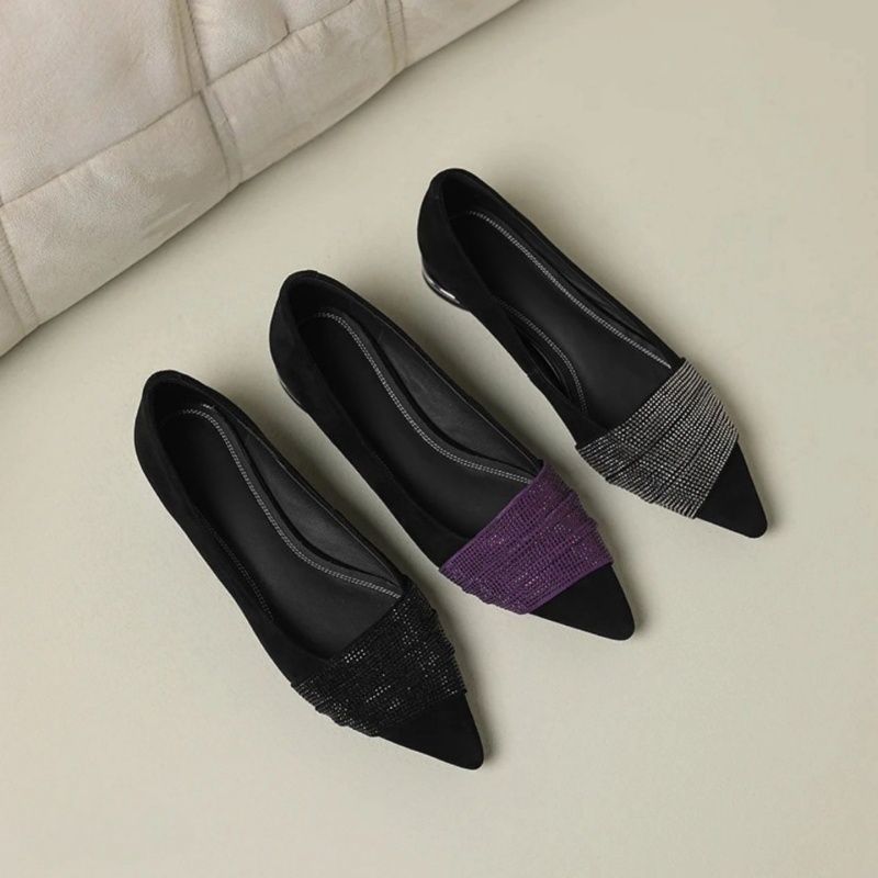 Damen elegante spitze Slipper mit funkelnder Strassverzierung EB