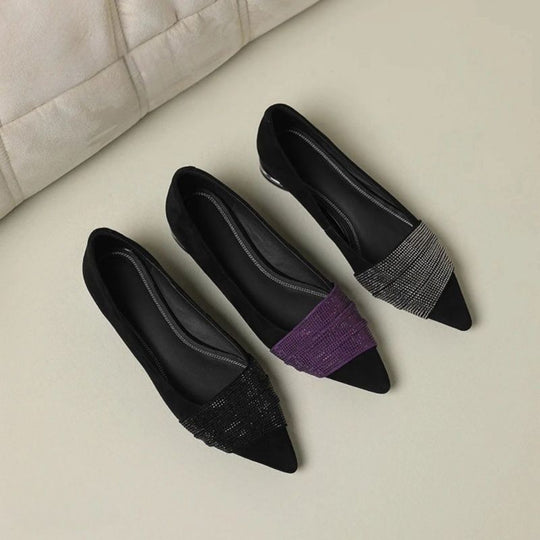 Damen elegante spitze Slipper mit funkelnder Strassverzierung EB
