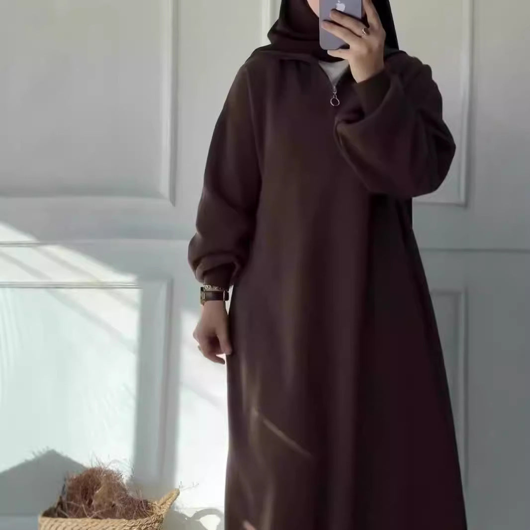 Damen Kapuzenkleid mit Reißverschluss und lässigem Schnitt EB