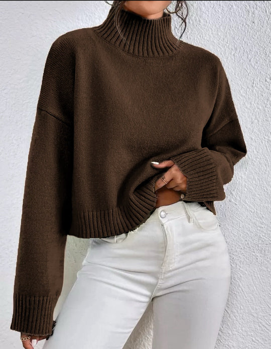 Damen modischer Kragenpullover aus weicher Wolle EB