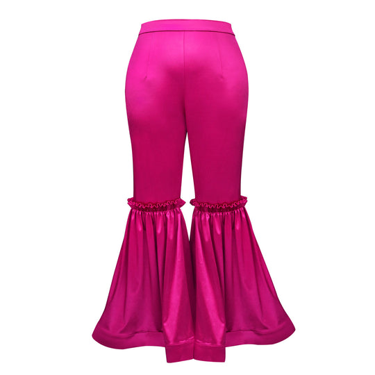 Damen elegante Palazzo-Hose mit Rüschendetails EB