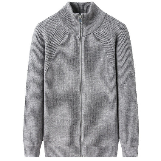 Herren Strickjacke mit hohem Kragen und unauffälligem Reißverschluss EB