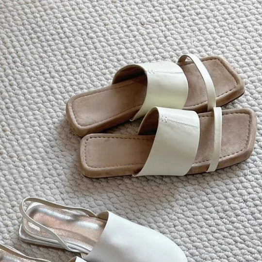 Damen elegante und komfortable Riemensandalen mit flachem Absatz EB