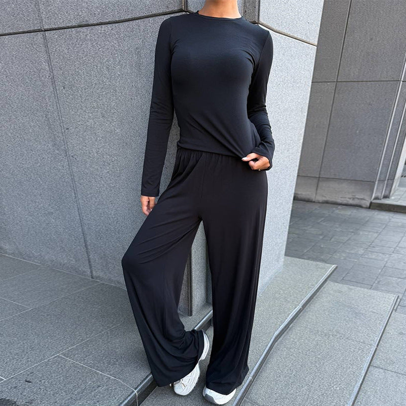 Damen elegante Loungewear-Kombination mit Kapuze und weitem Schnitt EB