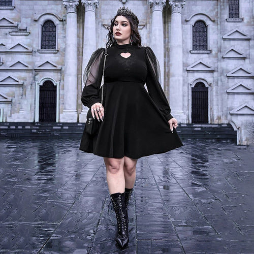 Damen verspieltes Kleid mit herzförmigem Ausschnitt und transparenten Puffärmeln EB