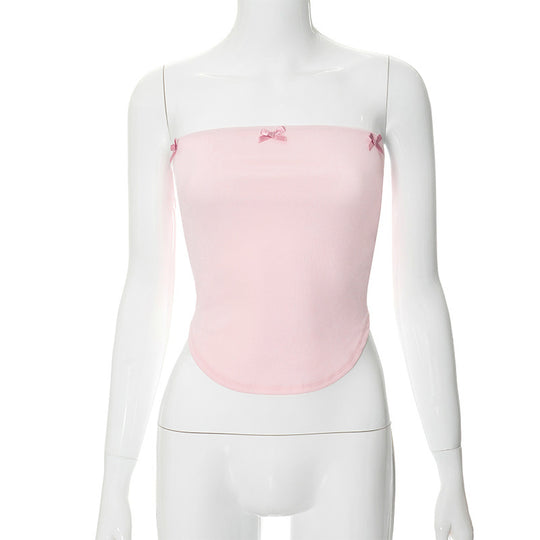 Damen Bandeau-Top mit verspielten Schleifendetails EB