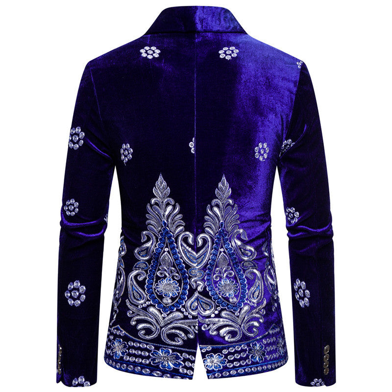 Herren eleganter Samtblazer mit opulenter Stickerei EB