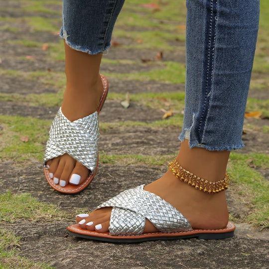 Damen geflochtene Komfortsandalen mit weicher Sohle EB