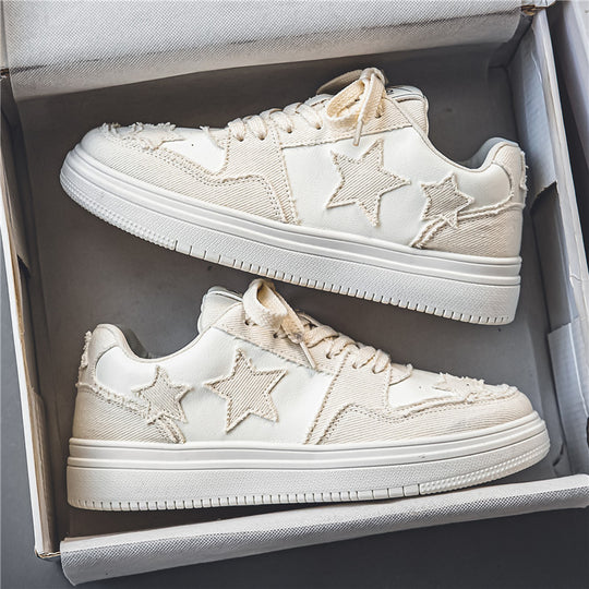 Damen modische Sneakers mit gesticktem Sternendesign und lässigem Look EB