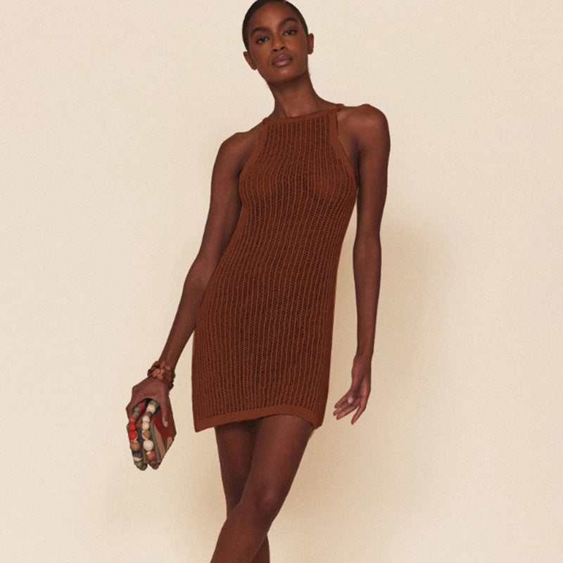 Damen lässiges Häkelkleid im minimalistischen Stil EB