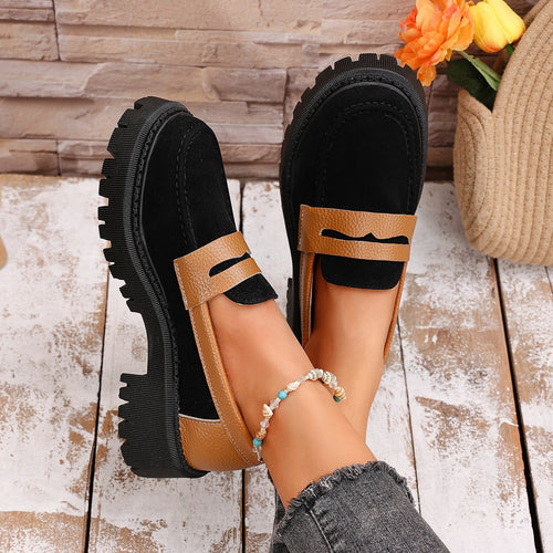 Damen Modische Loafer mit robuster Gummisohle EB