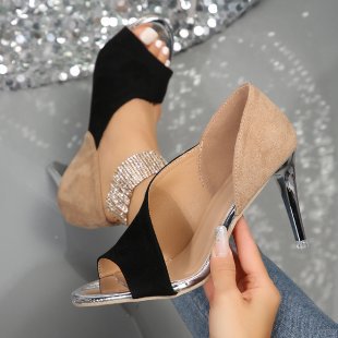 Damen elegante Peeptoe-Pumps mit funkelndem Strass-EB