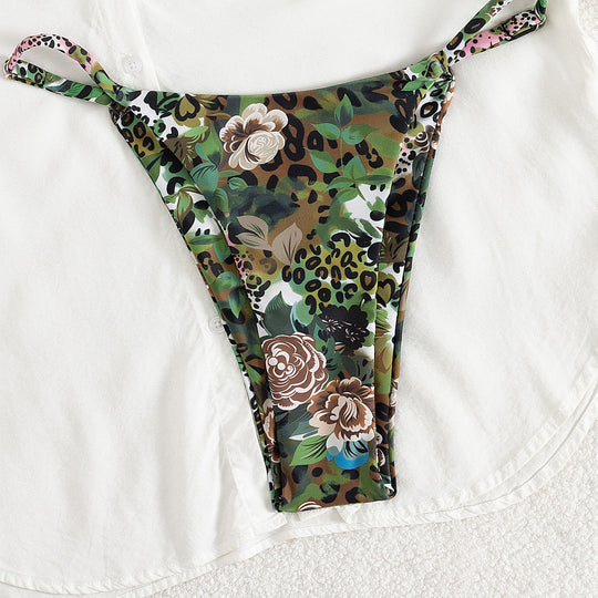 Damen Triangel-Bikini mit floralem Camouflage-Design EB