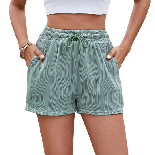 Damen Sportliche Shorts mit elastischem Bund und Raffmuster EB