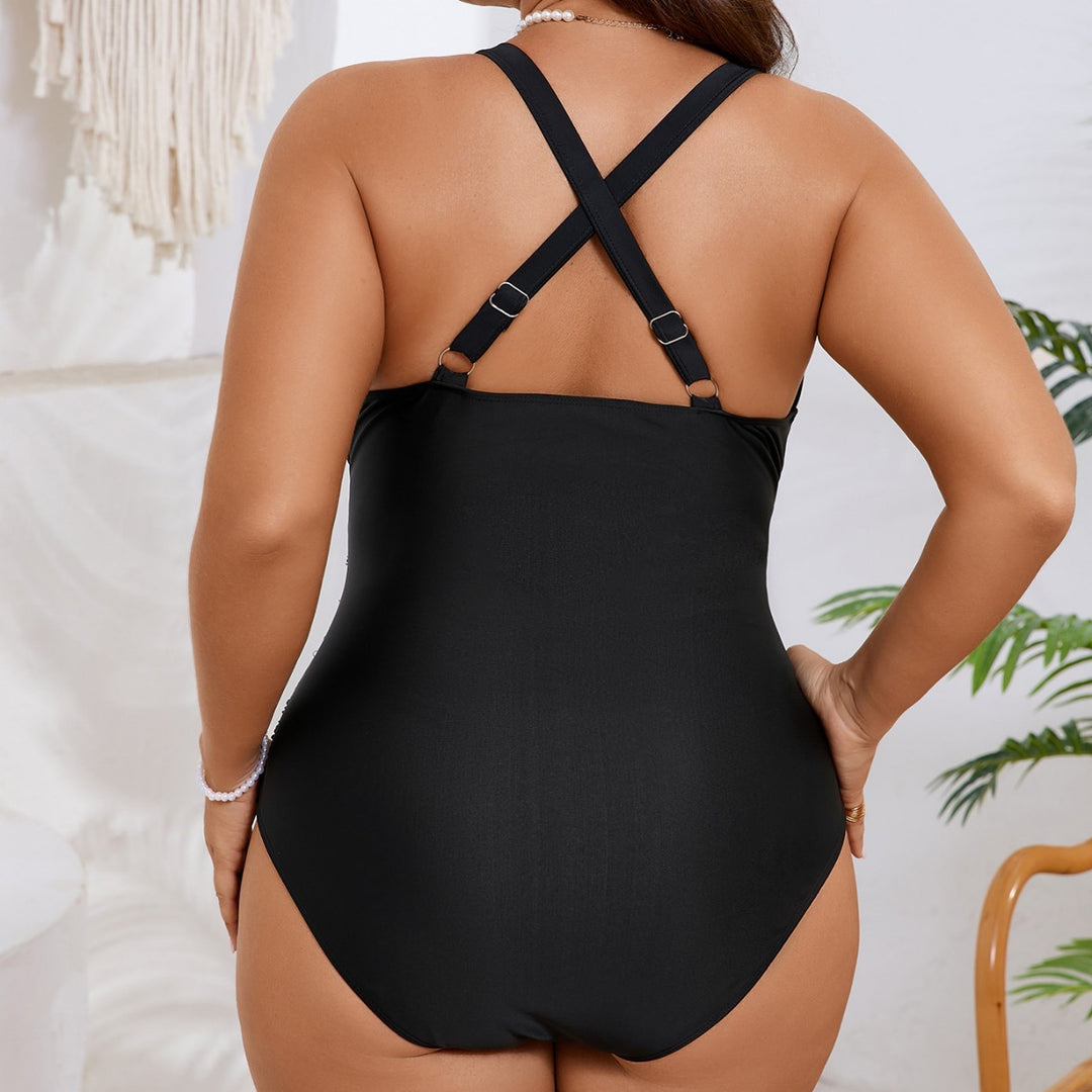 Damen Einteiliger Badeanzug mit floralem Dekolleté EB