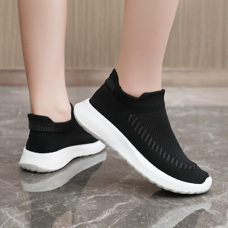 Damen atmungsaktive Slip-On Sneakers mit flexiblem Strick-Obermaterial EB