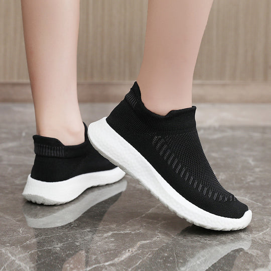 Damen atmungsaktive Slip-On Sneakers mit flexiblem Strick-Obermaterial EB