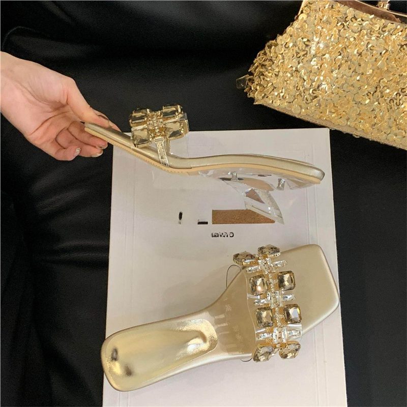 Damen Glamouröse Mules mit funkelnden Strassakzenten EB