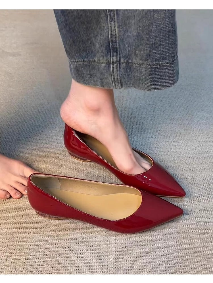 Damen spitze Ballerinas mit elegantem Glanz und verziertem Rand EB