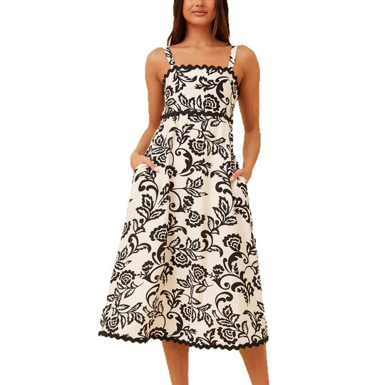 Damen Maxikleid mit floralem Design und praktischen Taschen EB