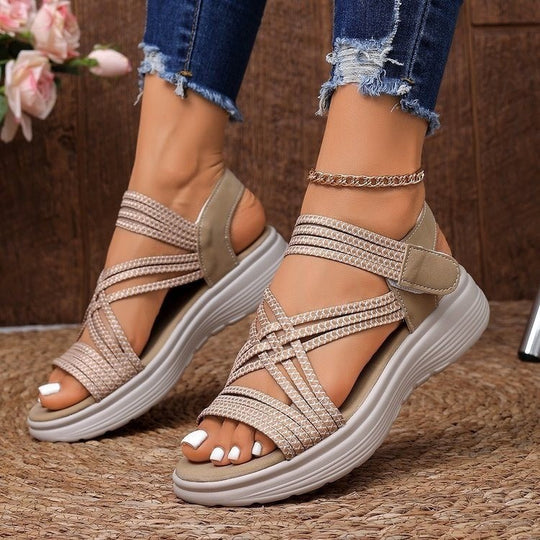 Damen Komfortable und stylische Sandalen mit multifunktionalem Riemendesign EB
