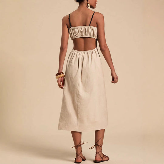 Damen luftiges Maxikleid mit floralem Oberteil EB